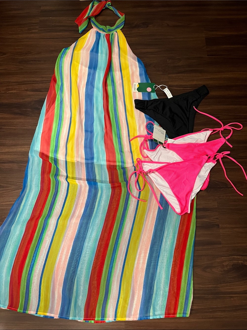 Peach Love dress & 3 Halara Bikini Bottoms
